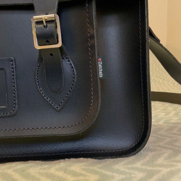 Zatchels NAVY BLUE HANDMADE LEATHER SATCHEL UK - Picture 7 of 8